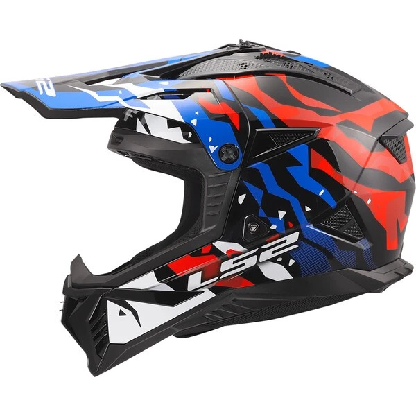 Kask LS2 MX708 FAST II GROTESK Biało-Niebiesko-Czerwony