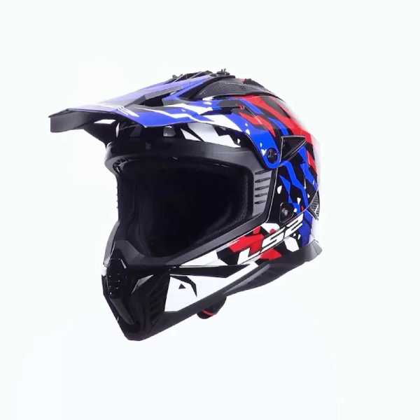 Kask LS2 MX708 FAST II GROTESK Biało-Niebiesko-Czerwony