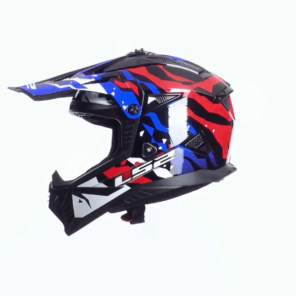 Kask LS2 MX708 FAST II GROTESK Biało-Niebiesko-Czerwony