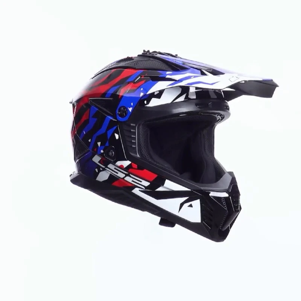 Kask LS2 MX708 FAST II GROTESK Biało-Niebiesko-Czerwony